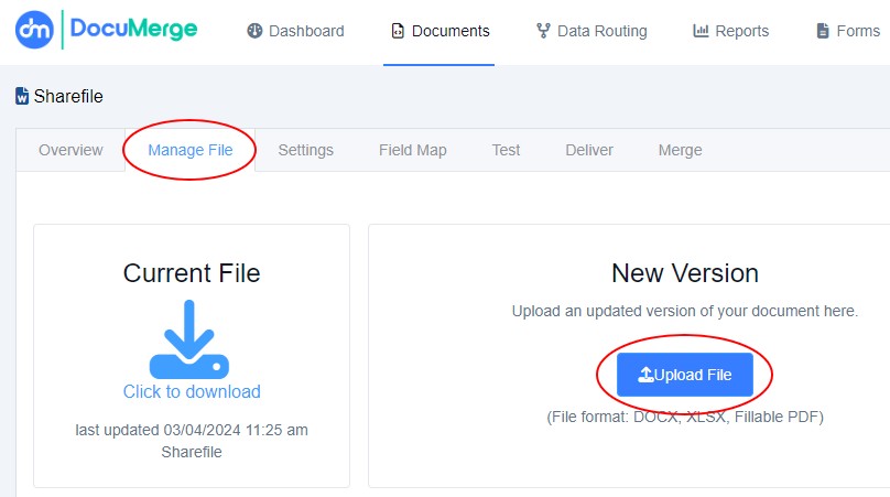 Upload New File Version
